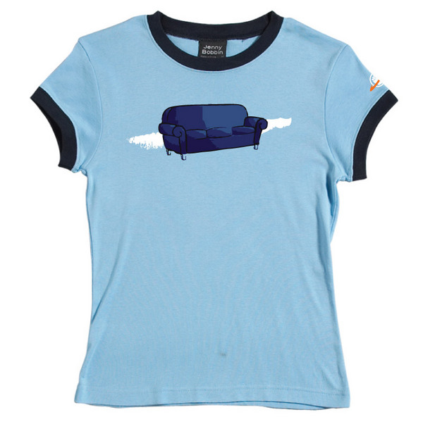 Couch - Female Ringer Tee (Sky Blue)