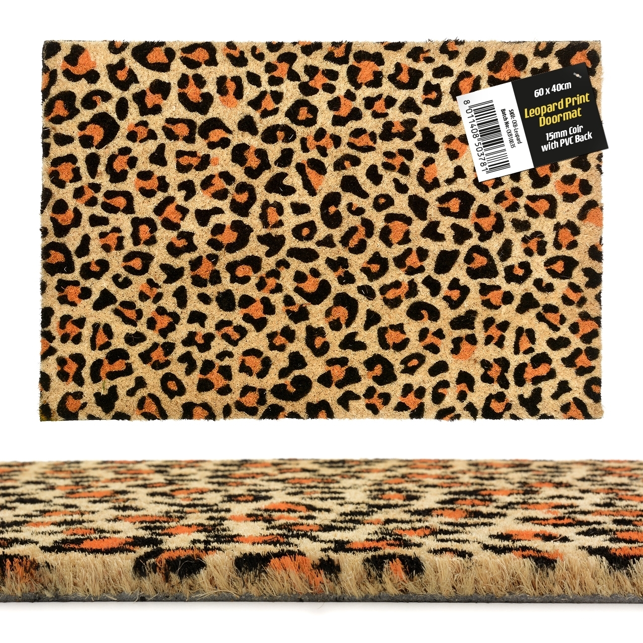 Leopard Print Funky Front Coir Doormat at Mighty Ape NZ