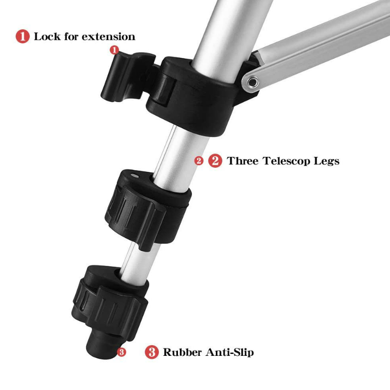 Adjustable Tripod Stand Phone Holder - Silver image