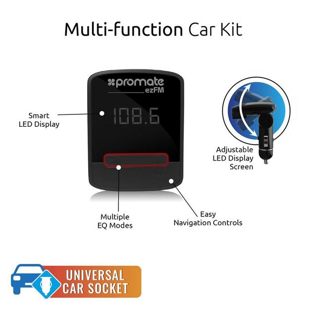 Promate ezFM Universal InCar FM Modulator at Mighty Ape Australia