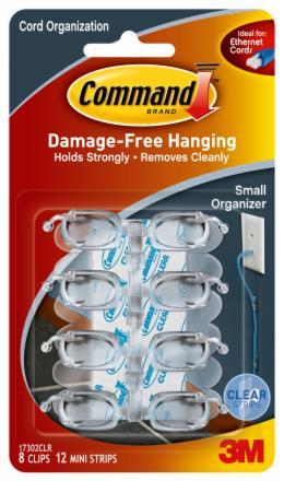 Command Clear Small Cord Organiser with Clear Strips - Pkt 8 image