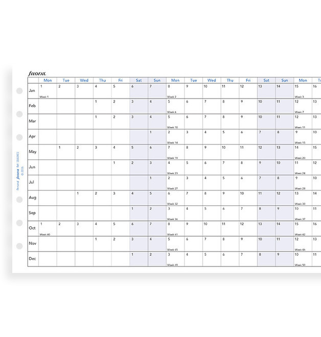 Filofax Personal Year Planner horizontal 2021 Diary
