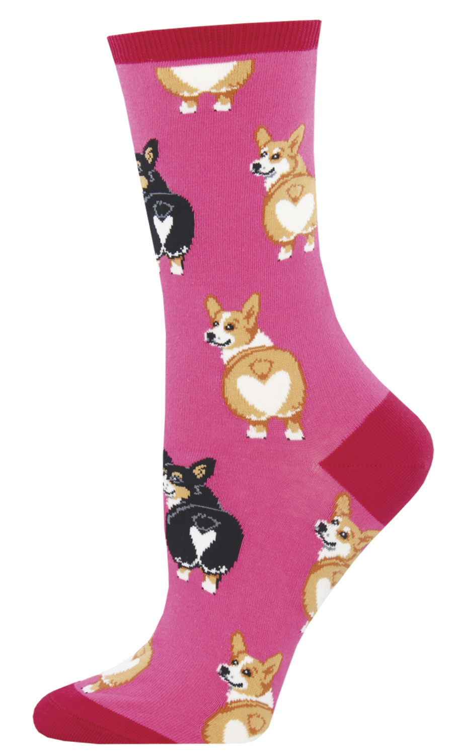 Socksmith: Women's Corgi Butt Crew Socks - Pink