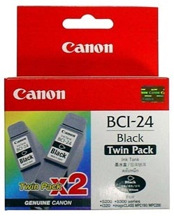 Canon Ink BCI-24BK-2 Black Cartridge Twin Pack (2 x 130 Pages)