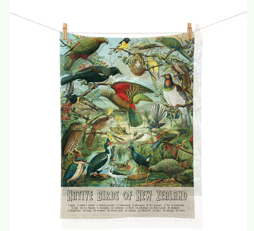 100 NZ NZ Native Birds Tea Towel at Mighty Ape NZ
