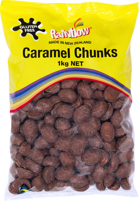 Rainbow Confectionery Caramel Chunks Bulk Bag 1kg image