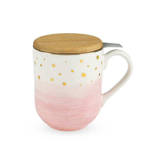 Casey Pink Ceramic Tea Mug & Infuser