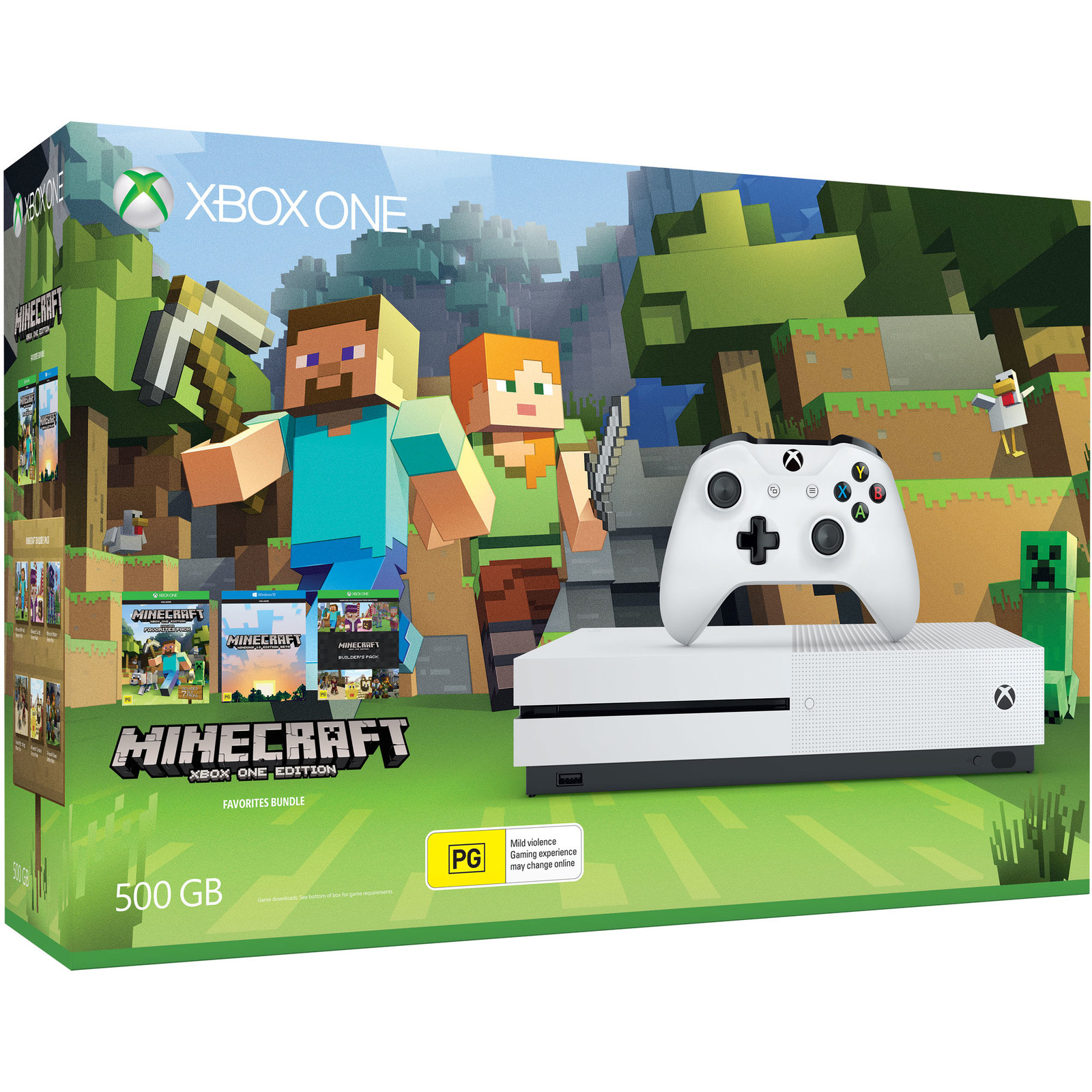 Xbox One S 500GB Minecraft Favorites Console Bundle image