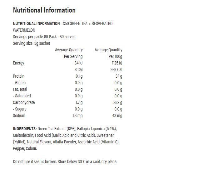 Green Tea X50 + Resveratrol - Watermelon (60 Sachets) image