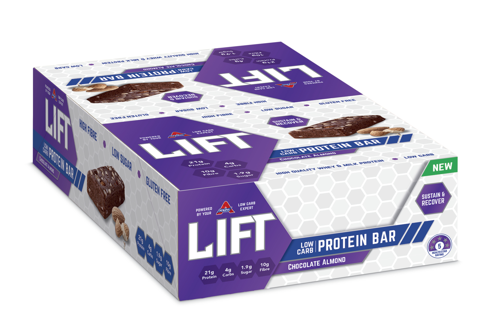 Buy Atkins Lift Protein Bars Chocolate Almond (15 x 60g Pack) at