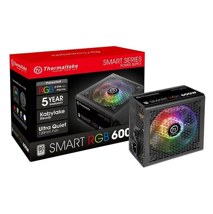 600W Thermaltake: Smart RGB Power PSU - 80 Plus; Non Modular; Fan Hub image
