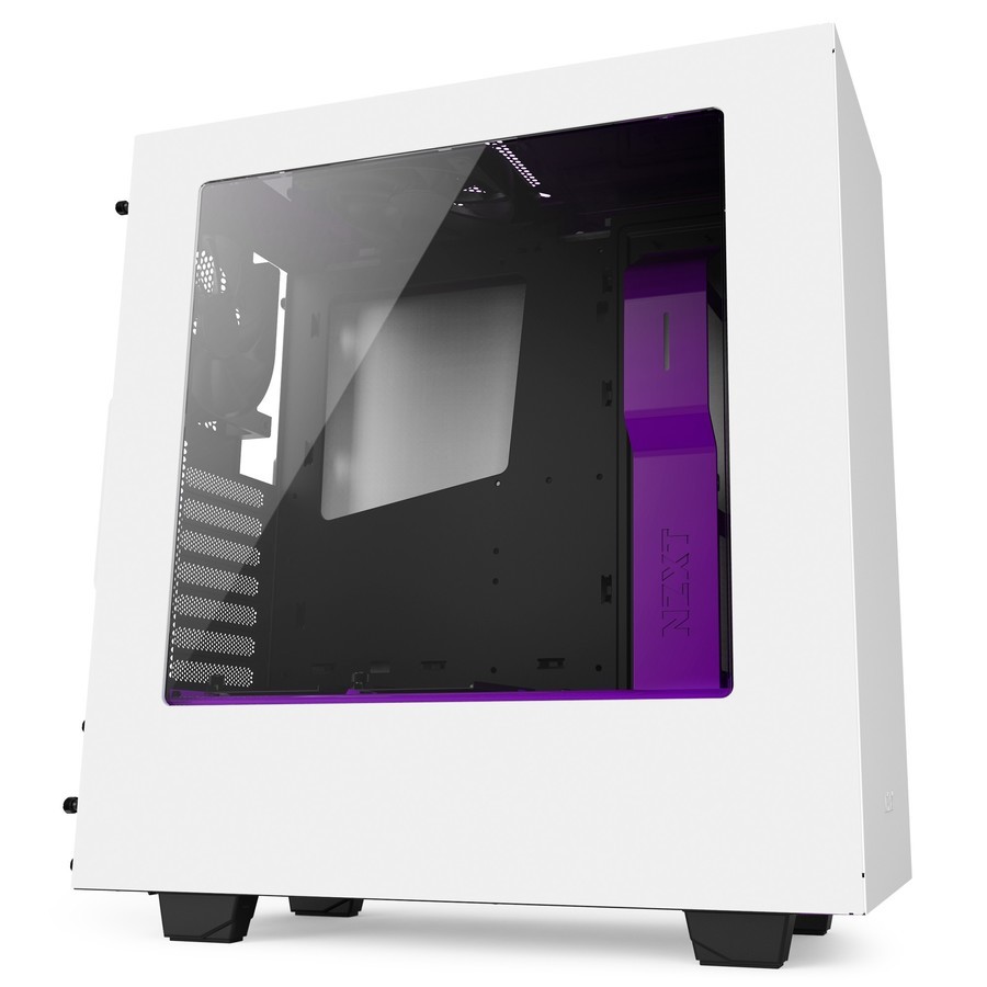 NZXT S340 Windowed Mid Tower Case - White/Purple