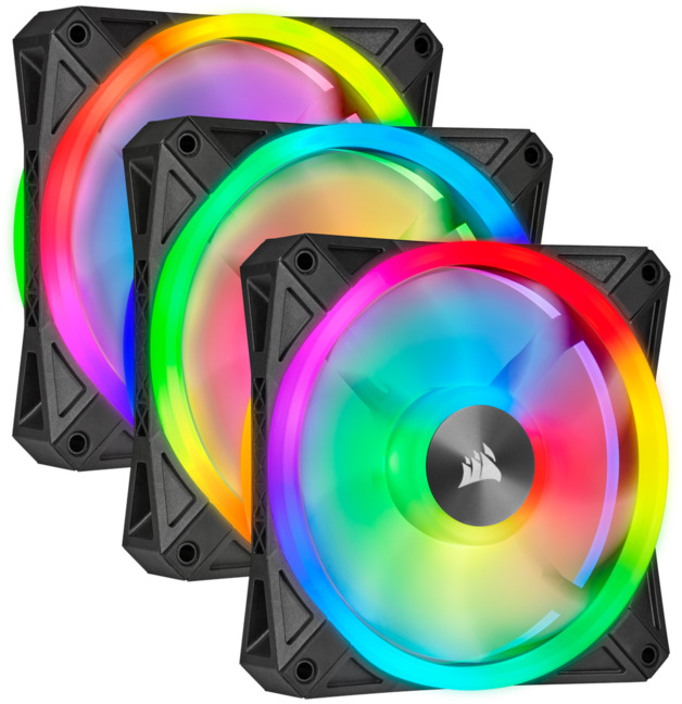 120mm CORSAIR iCUE QL120 RGB PWM Triple Fan Pack with Lighting Node CORE