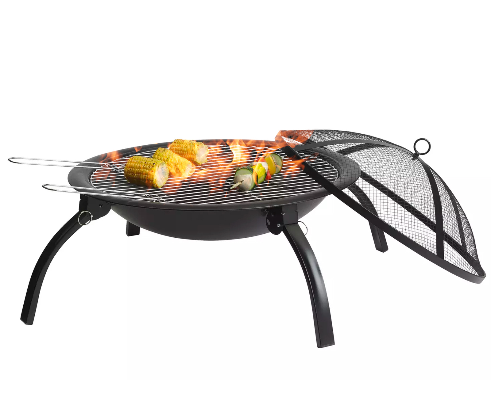 Round Foldable Fire Pit and BBQ Grill (56x42cm) + Carry Bag image