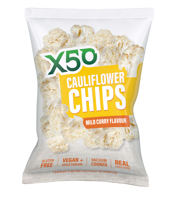 X50 Cauliflower Chips Mild Curry 60g (10 Pack) at Mighty Ape NZ