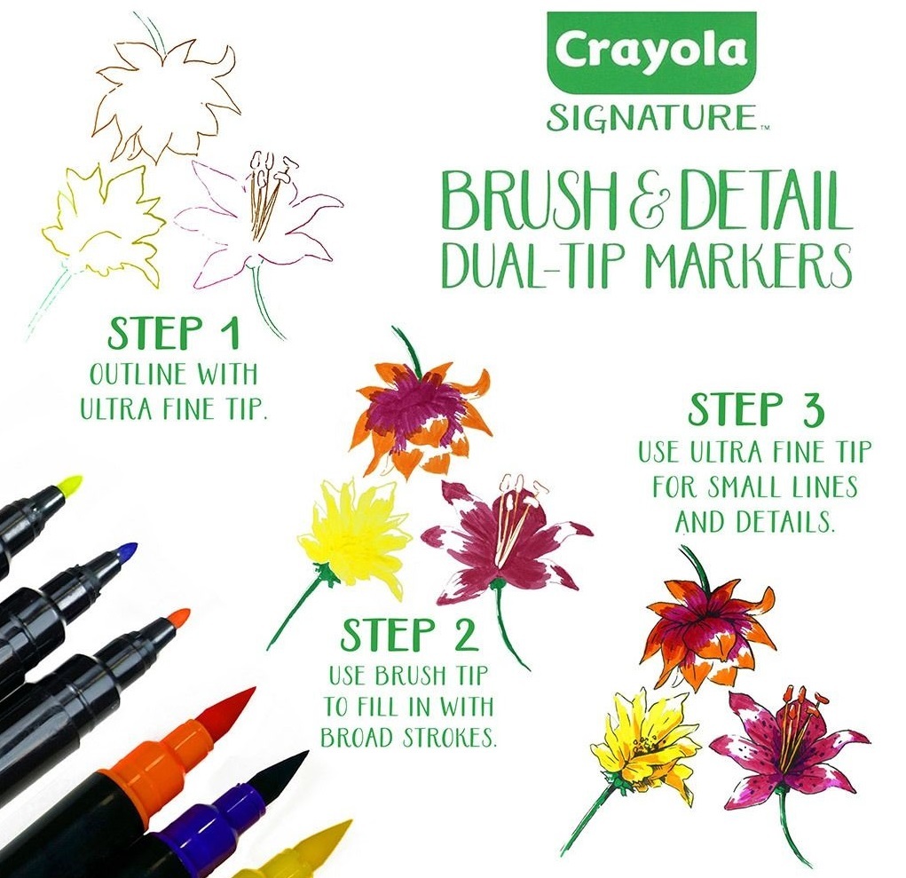 Crayola: Signature - Brush & Detail Dual Ended Markers (16pc) image