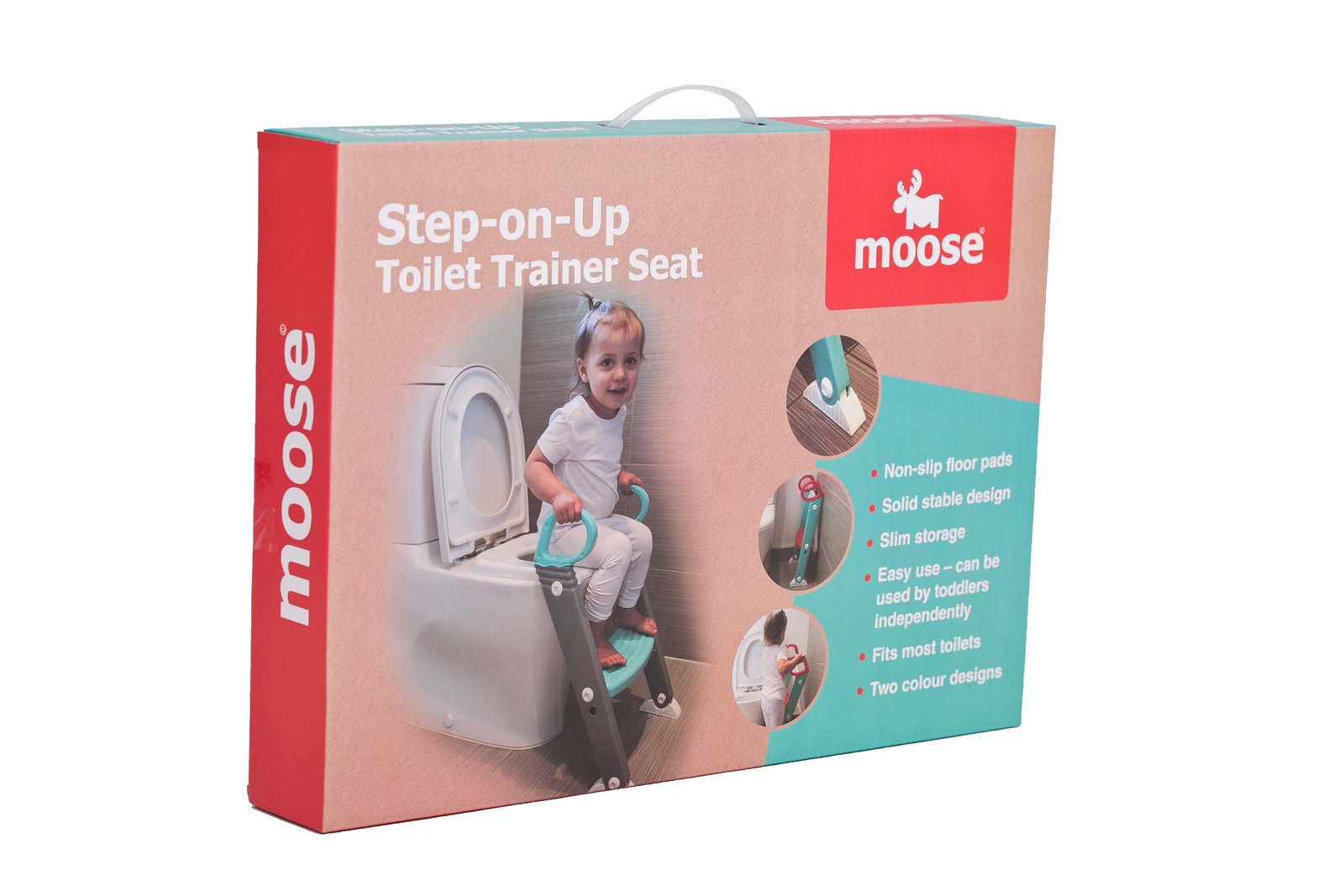 Moose Baby: Step on up Toilet Trainer - Aqua/Red image