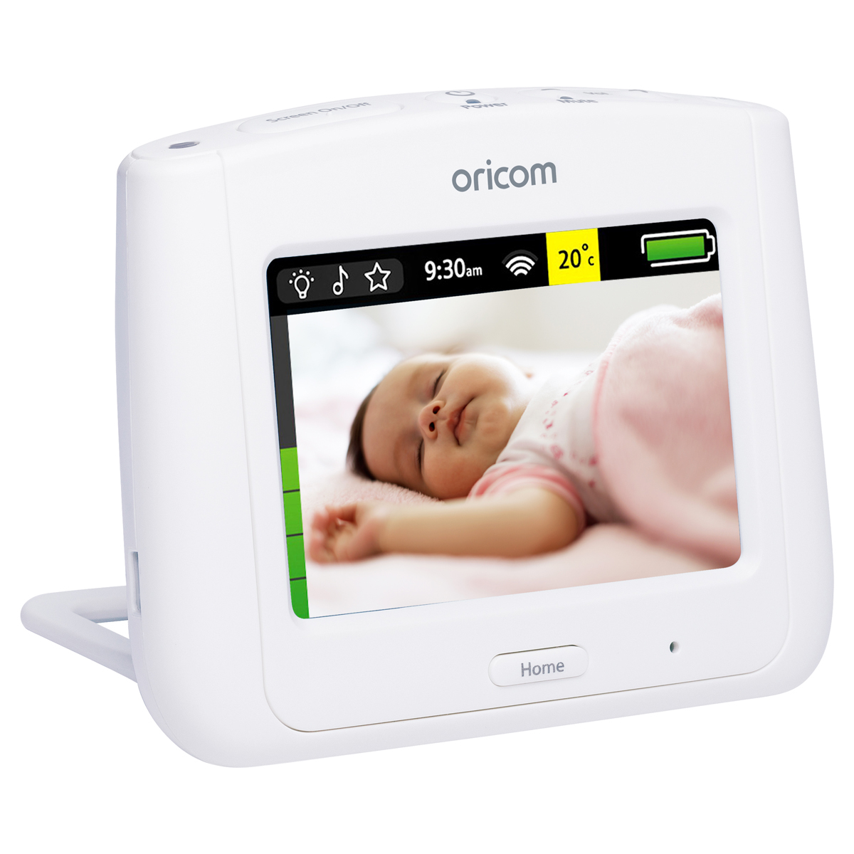 Oricom: Secure 870 3.5″ Touchscreen Video Monitor with Starry Lightshow - White