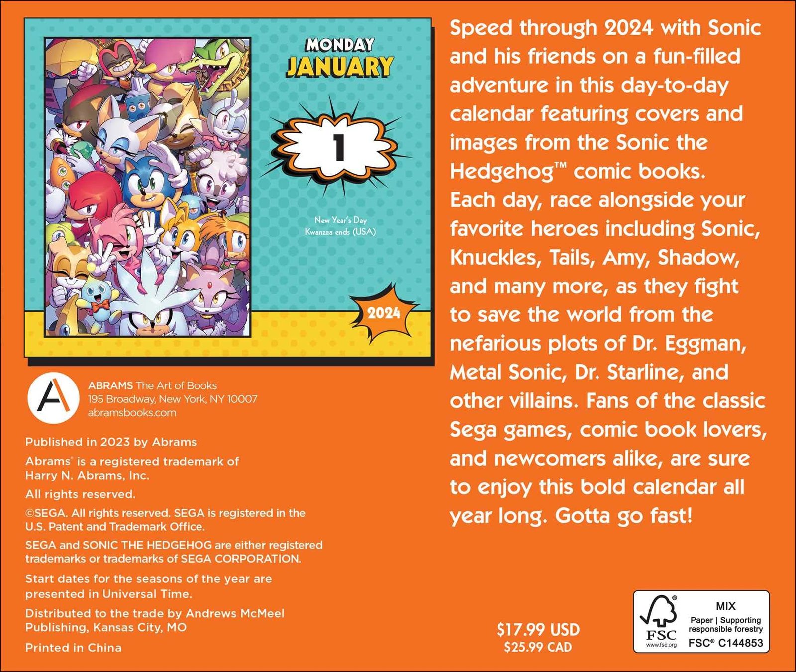 Sonic the Hedgehog Comic Collection 2024 Day-to-Day Calendar by Sega