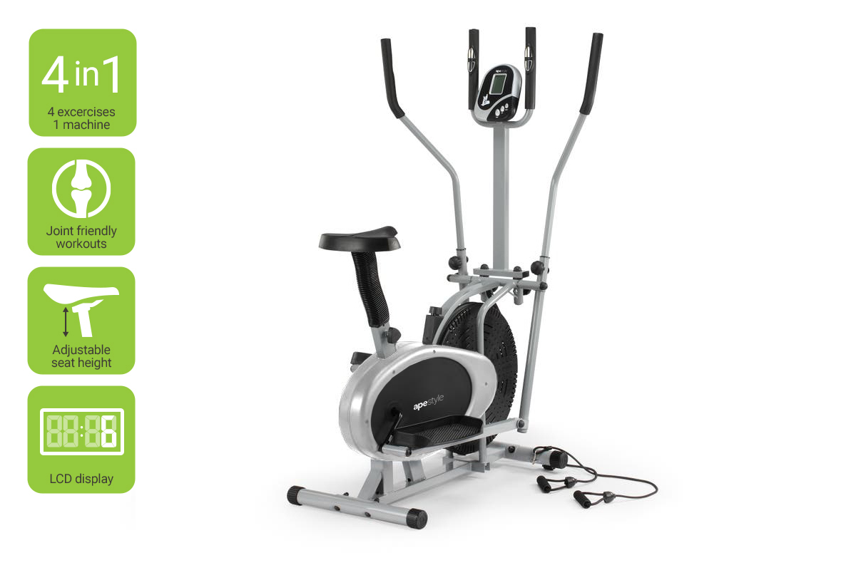 Ape Style Elliptical Cross Trainer with Heart Rate Monitor & Resistance Bands image