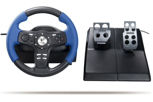 Logitech Driving Force EX Steering Wheel on PS2