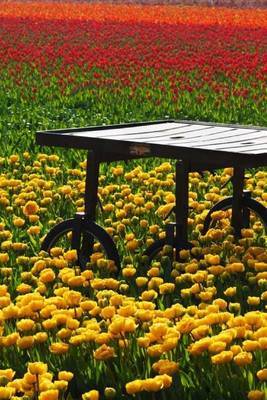 Table in a Field of Tulips (for the Love of Flowers): Blank 150 Page Lined Journal for Your Thoughts, Ideas, and Inspiration by Unique Journal image