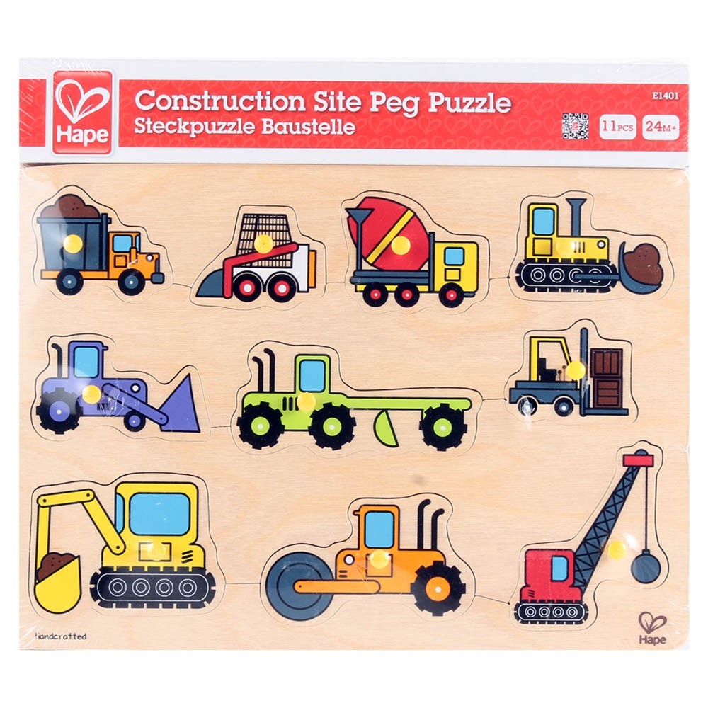 Hape: Construction Site Wooden Peg Puzzle