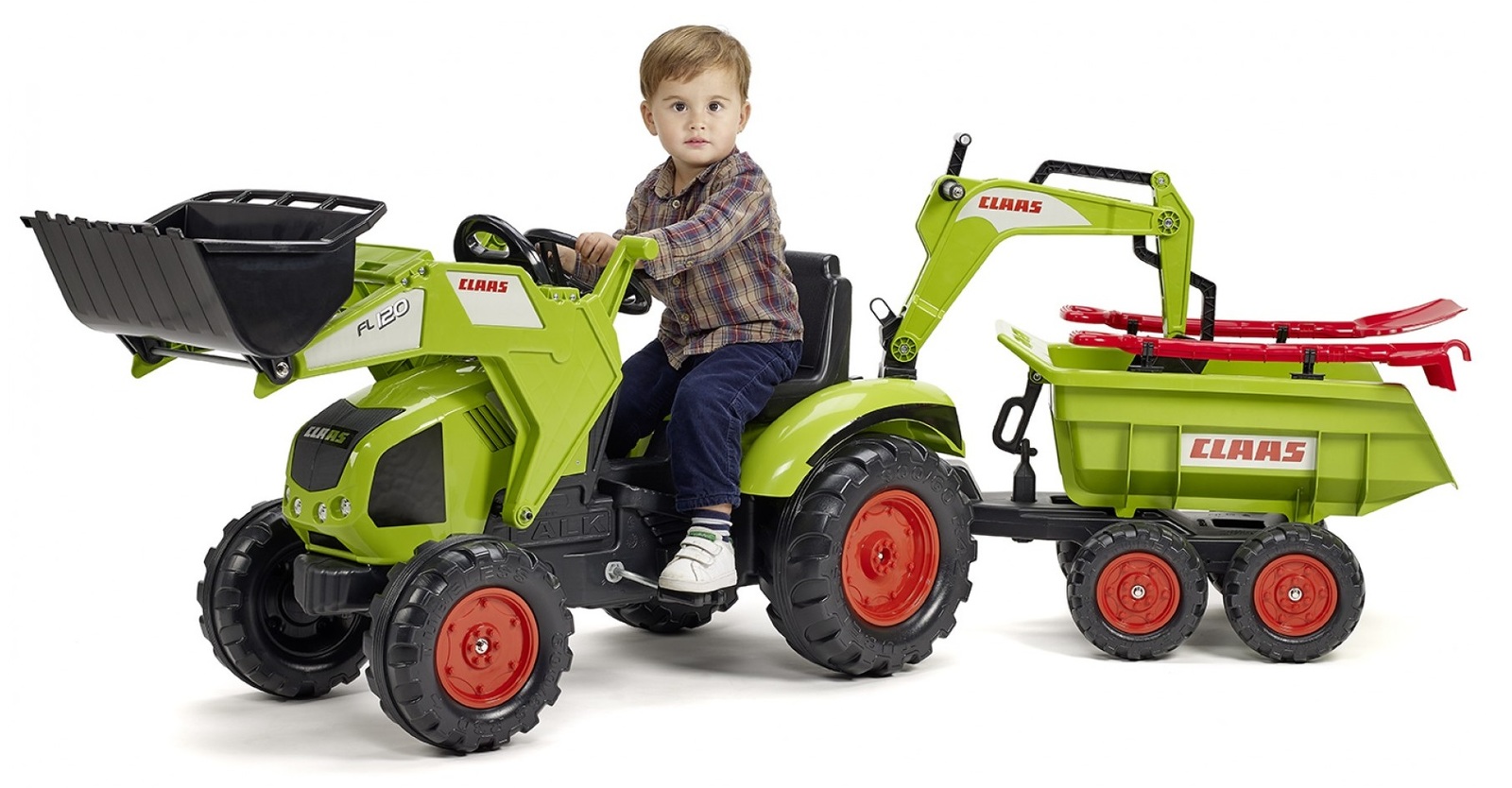Falk: Claas Pedal Tractor - With Excavator, Trailer & Tools image