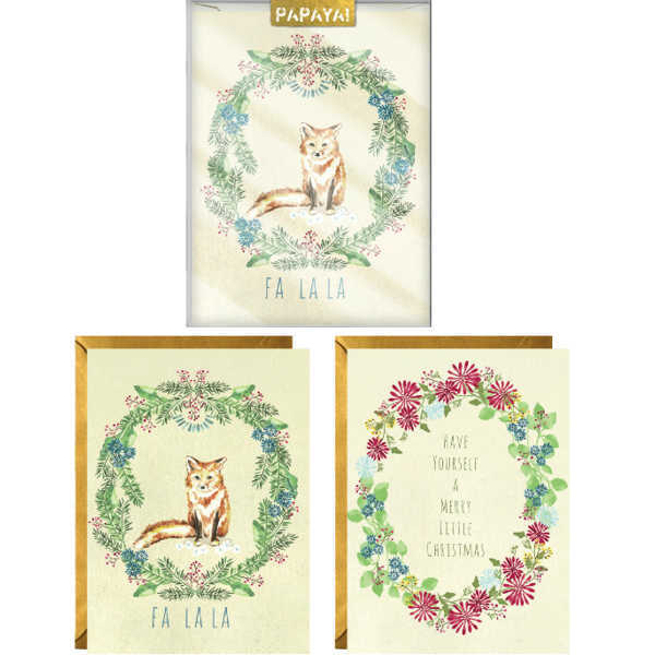 Papaya: Boxed Christmas Cards - Christmas Wreaths image