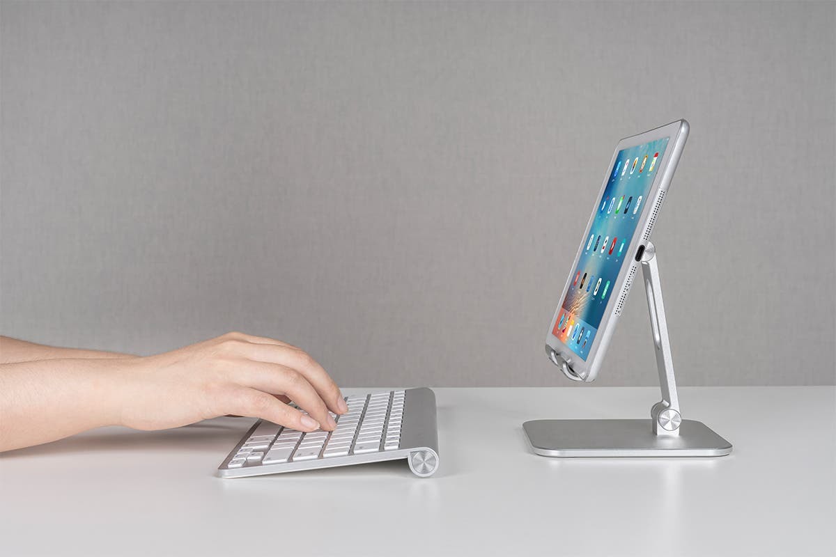 Kogan Foldable Aluminium Tablet Stand with Metal Base at Mighty Ape NZ