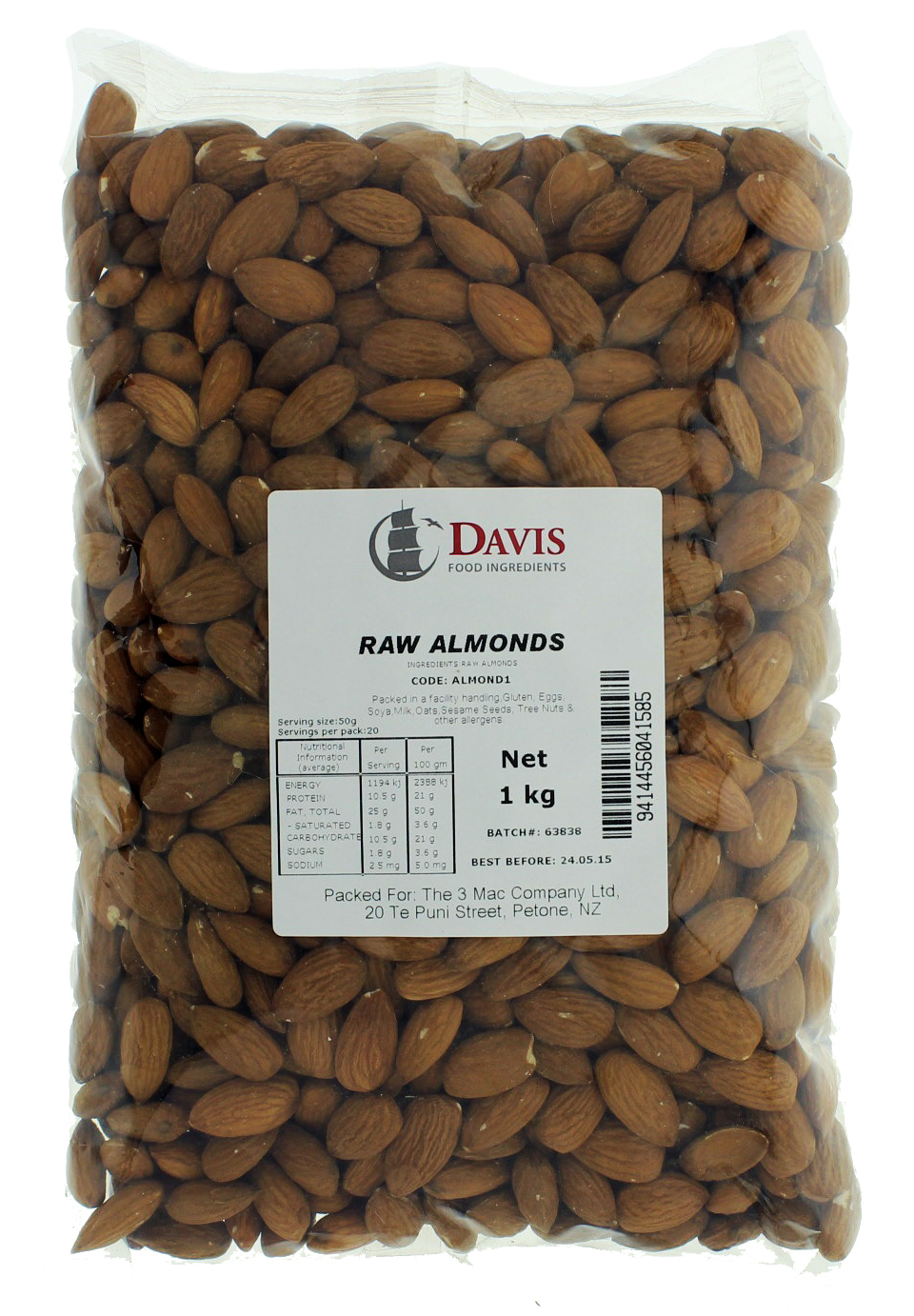 Davis Raw Almonds 1kg at Mighty Ape NZ