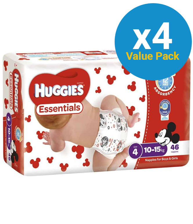 Huggies Essentials Nappies Bulk Value Box -Size 4 Toddler (184) image