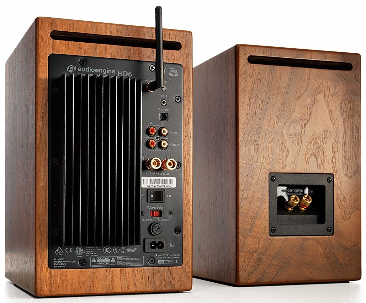 Audioengine HD6 Wireless Bookshelf Speakers Walnut