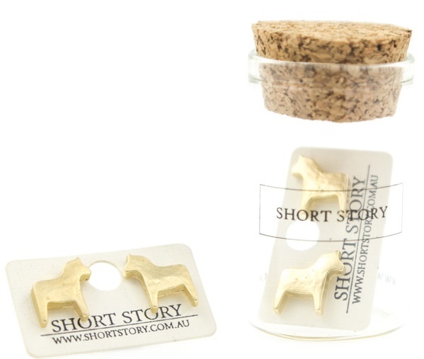 Short Story: Funky Play Earrings - Gold Horse image