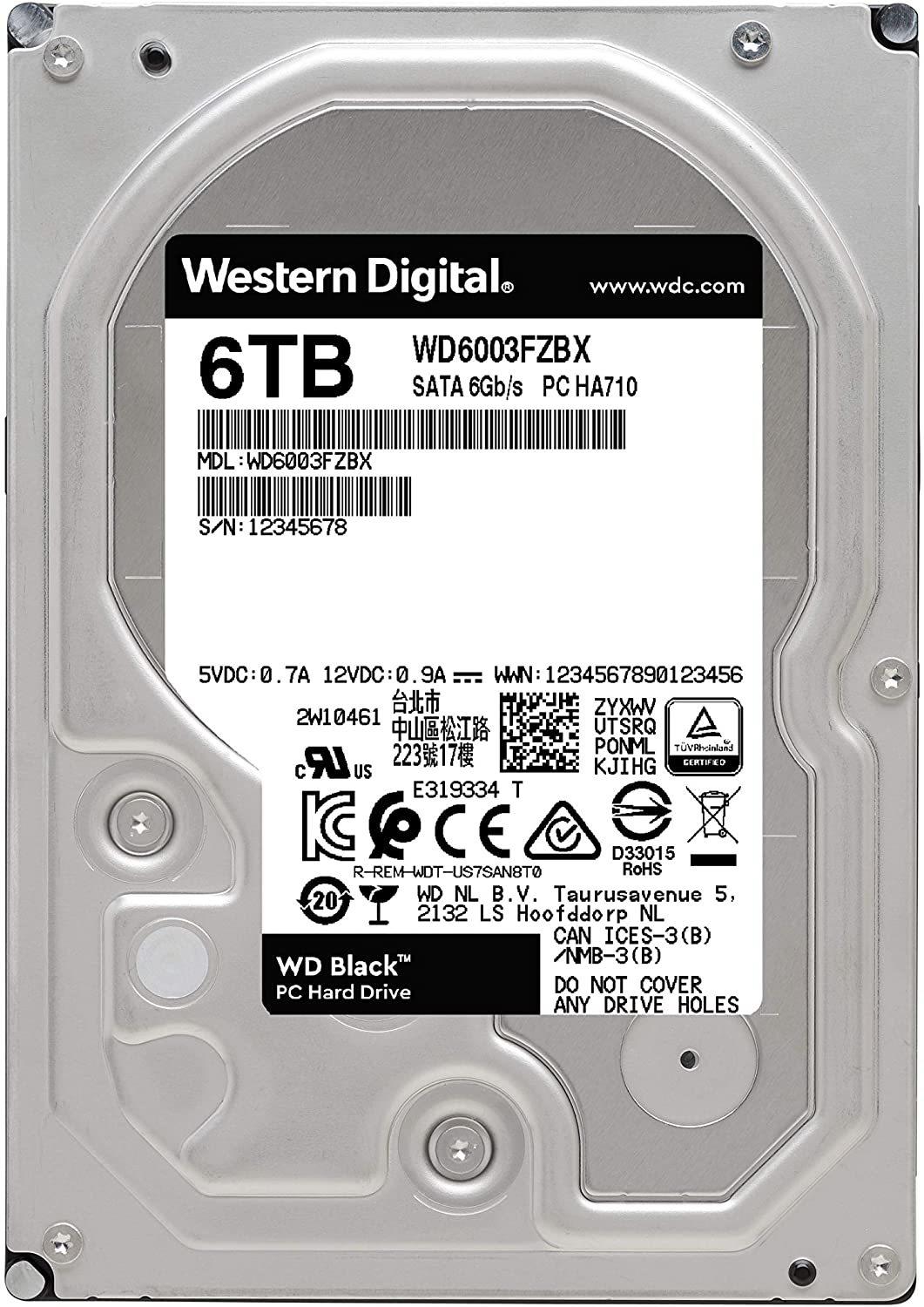 6TB WD Black 3.5" 7200RPM SATA Performance HDD