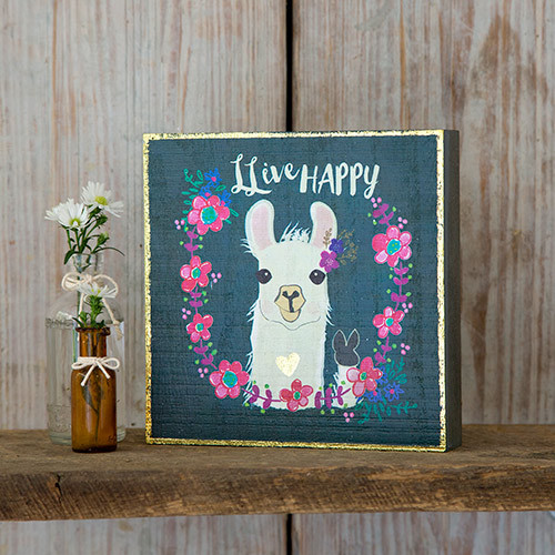 Natural Life: Bungalow Box Sign - Llama Live Happy image