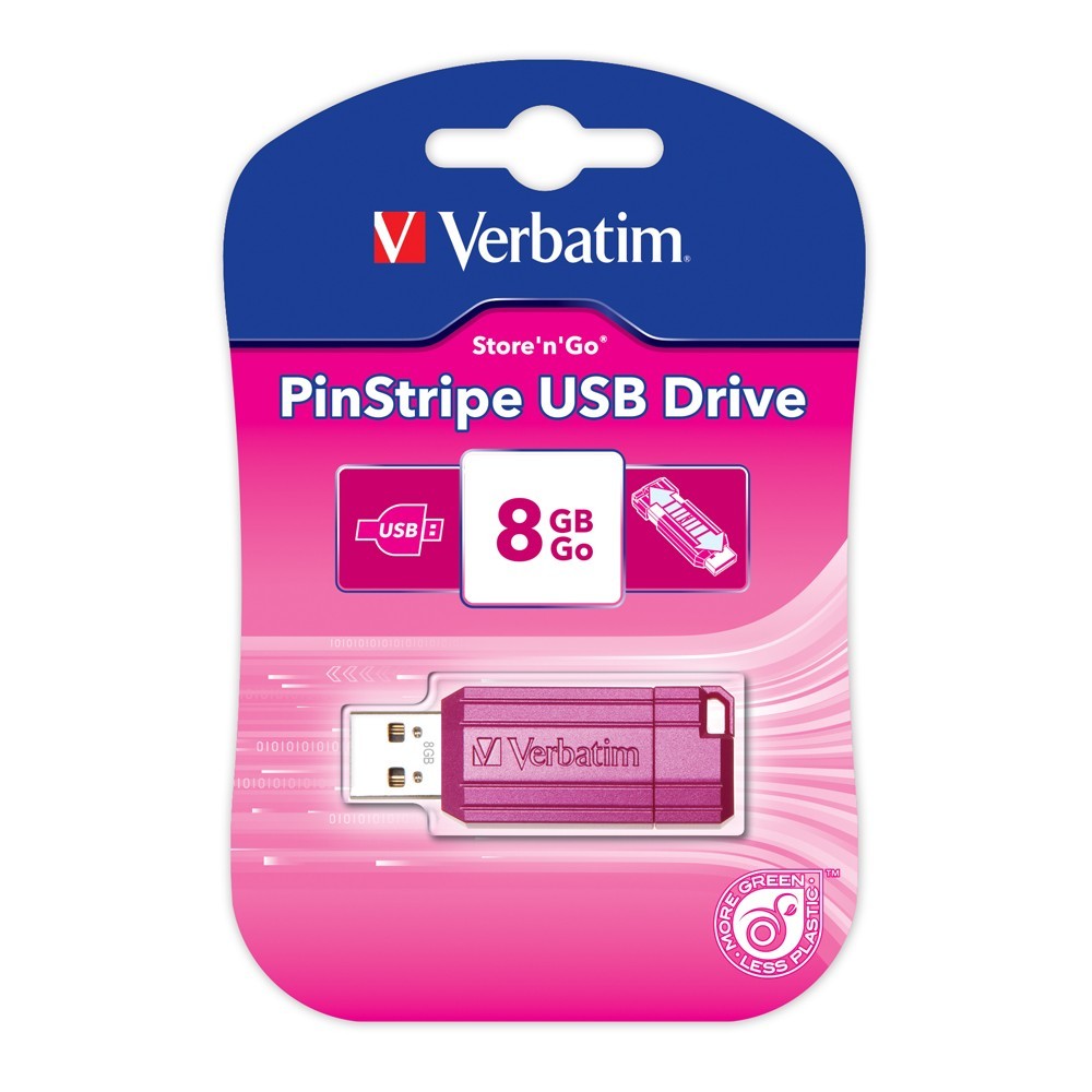 Verbatim Store'n'Go Pinstripe USB Drive - 8GB (Hot Pink) image