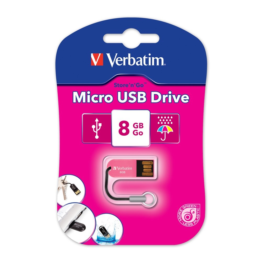 Verbatim Store'n'Go Micro USB Drive - 8GB (Hot Pink) image