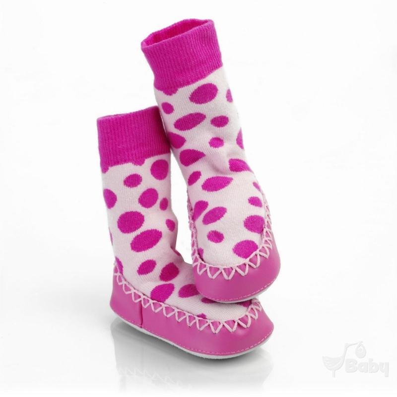 Mocc Ons Designer Moccs - Pink Spot (18-24 months) image