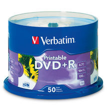 Verbatim DVD+R 4.7GB 50Pk White Inkjet 16x image