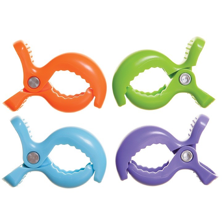 Strollerbuddy® Stroller Clips - Blue/Orange/Purple/Green image