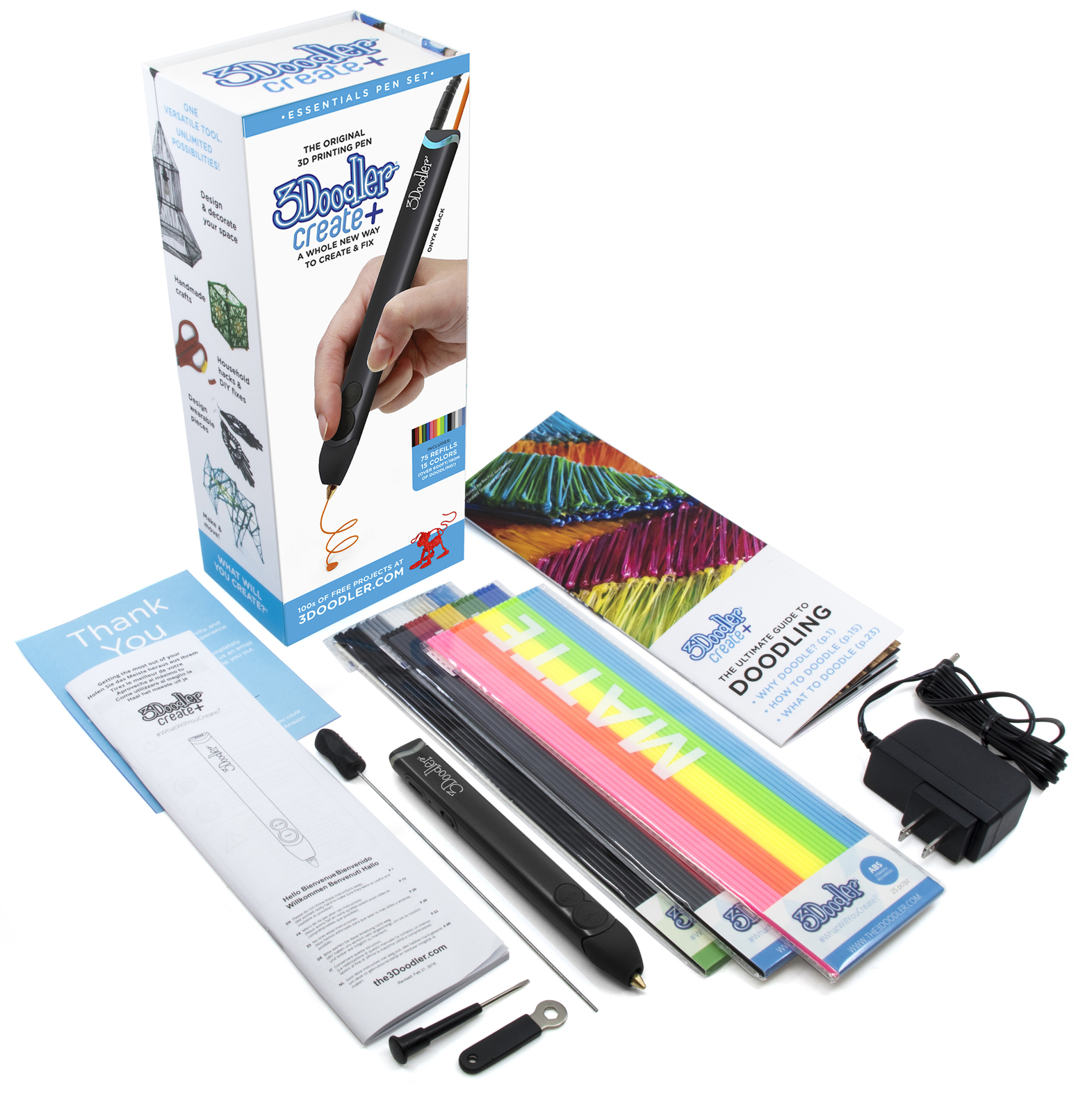 3Doodler: Create+ Essentials 3D Printing Pen Set - Onyx Black image