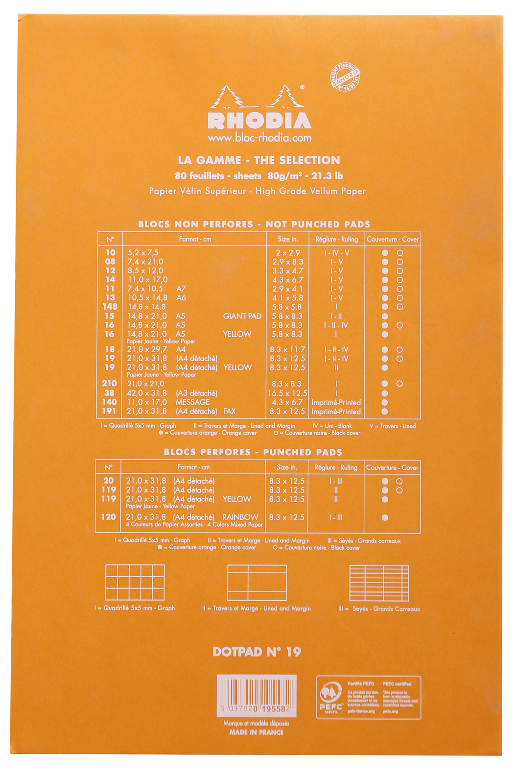 Bloc Rhodia DOT.Pad Orange 80sh 80g A4+ Matrix Dots 5mm image