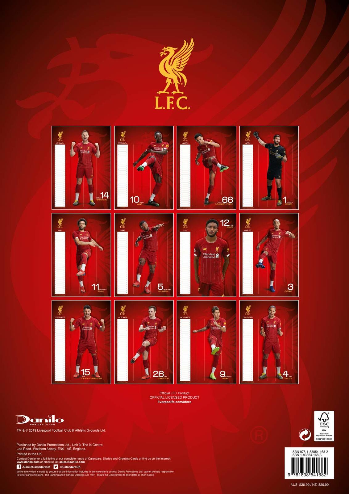 Official Liverpool 2020 A3 Wall Calendar image