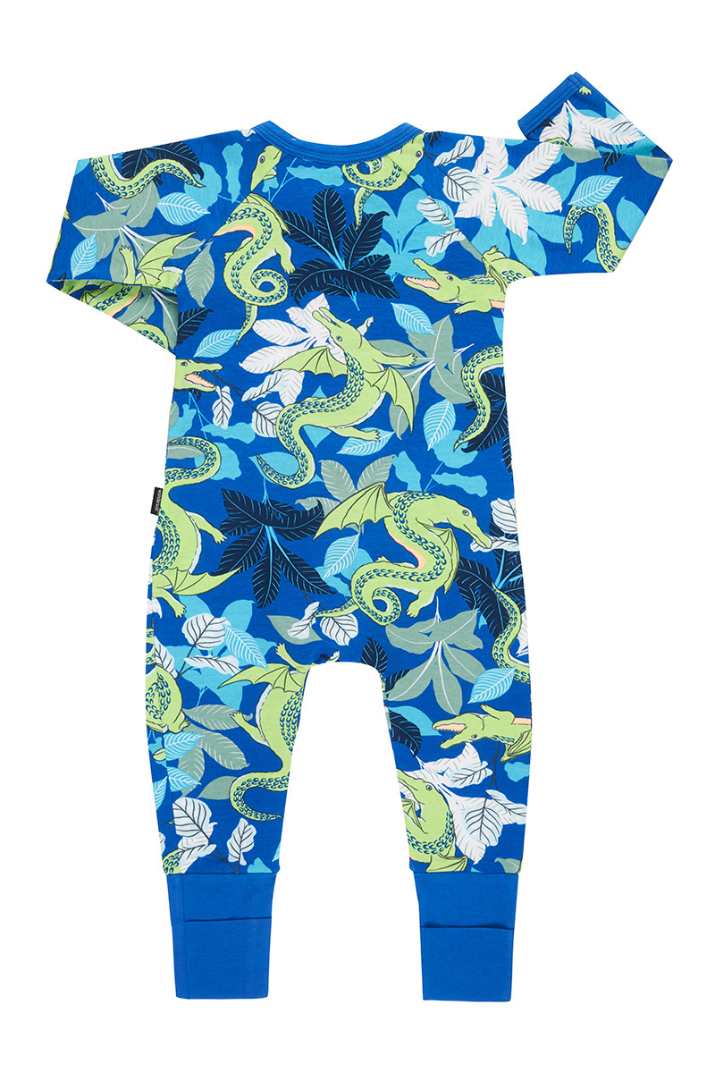 Bonds Zip Wondersuit Long Sleeve - Crocodragon Blue (12-18 Months) image