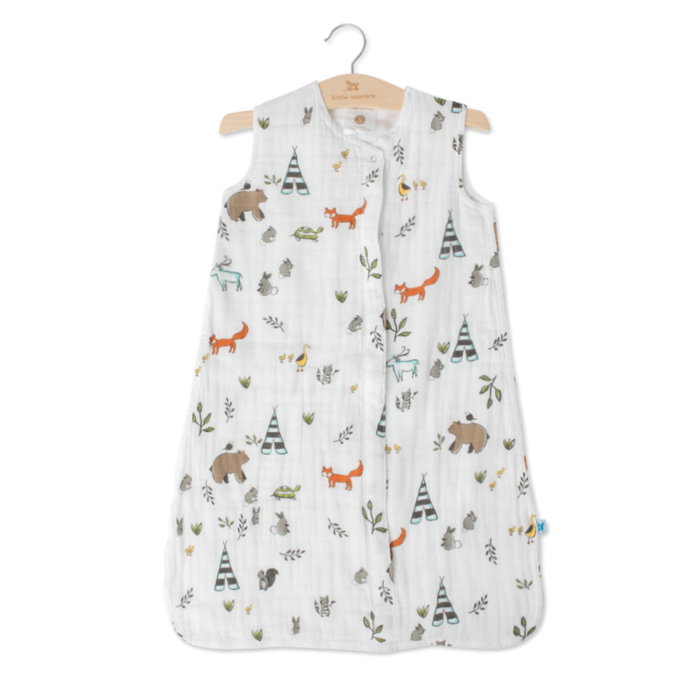 Little Unicorn - Cotton Muslin Sleeping Bag - Forest Friends (Small 0-6mth) image