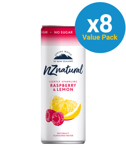 NZ Natural Raspberry & Lemon Sparkling Water 250ml (8 Pack)