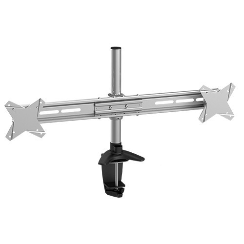 Brateck: Elegant Dual Horizontal LCD Monitor Table Stand w/Arm & Desk Clamp VESA 75/100mm Up to 27" image