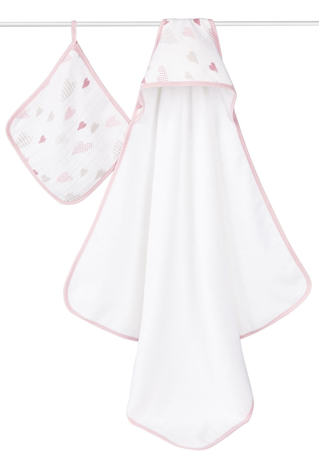 Aden + Anais: Muslin-Backed Hooded Towel Set - Heartbreaker