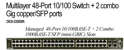 D-Link Multilayer 48-Port 10/100 Switch +2combo Gig copper/SFP ports